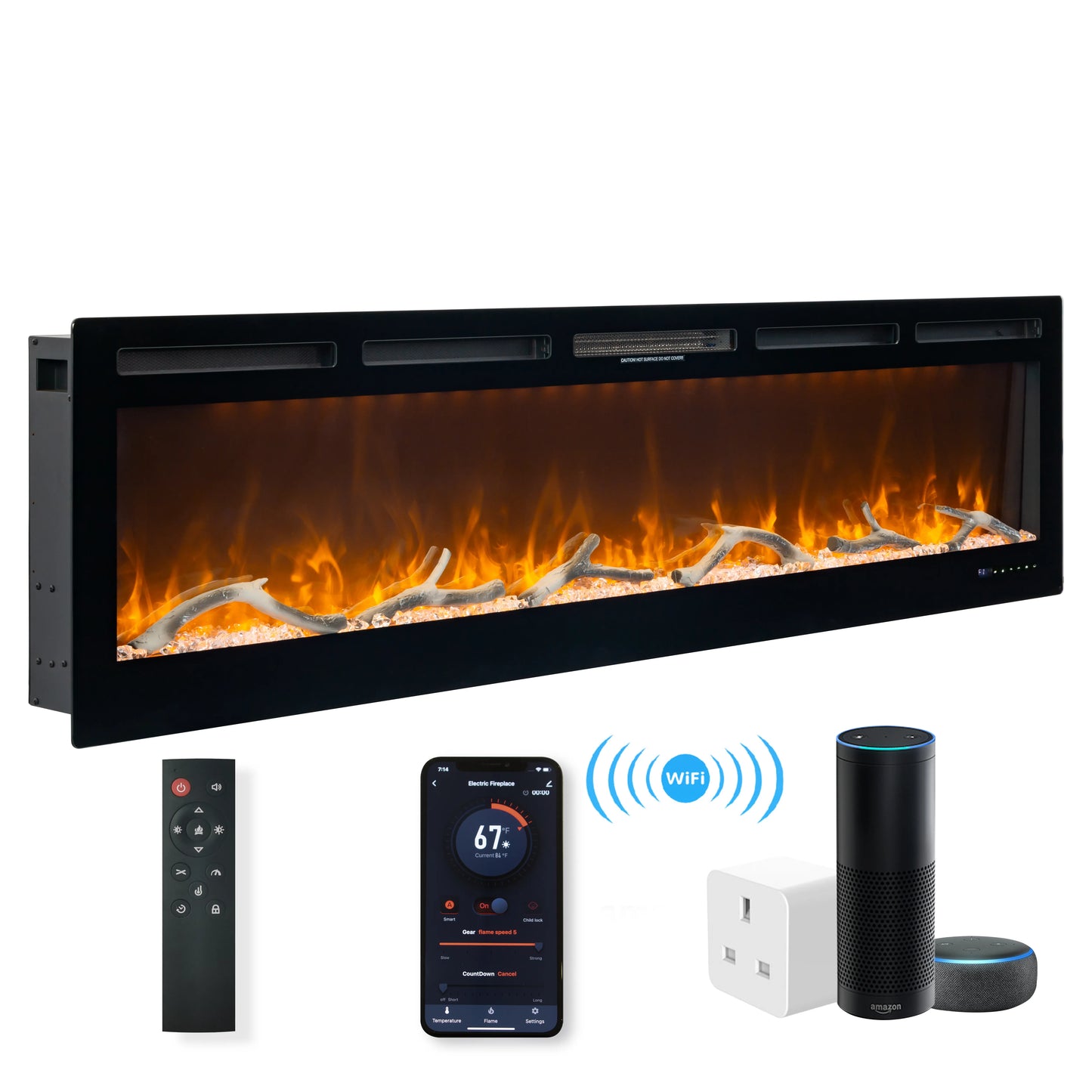AuraFlame Series | Wall-mounted & Recessed Electric Fireplace