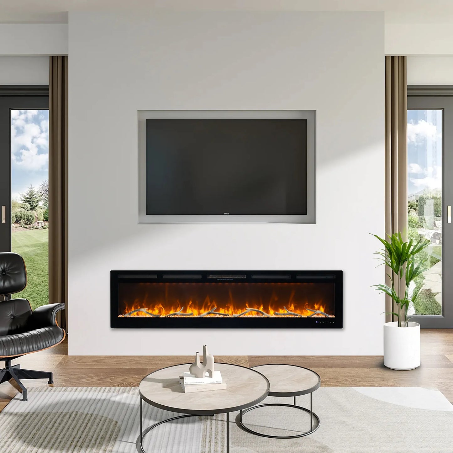 AuraFlame Series | Wall-mounted & Recessed Electric Fireplace