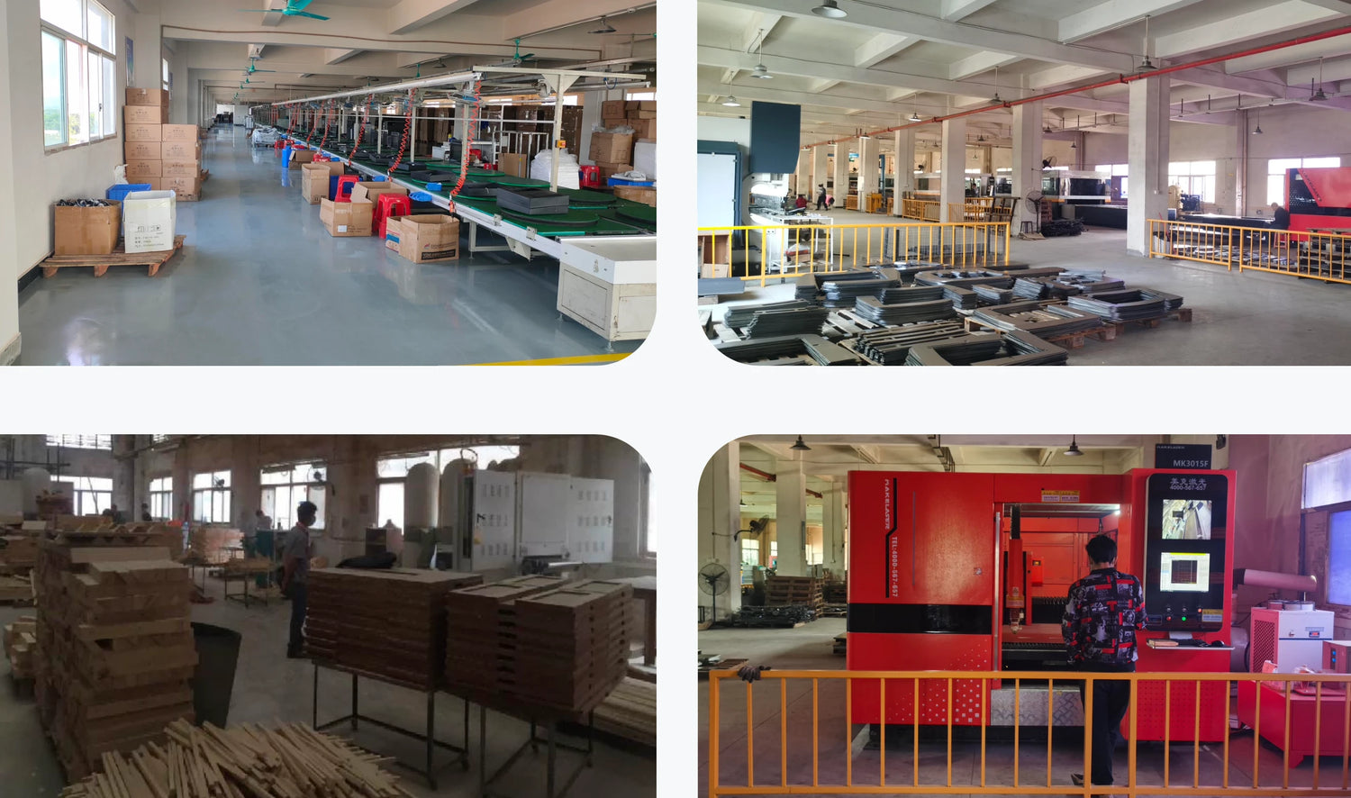Electric fireplace assembly workshop at Zihan Fireplace factory, highlighting hands-on craftsmanship and daily production.