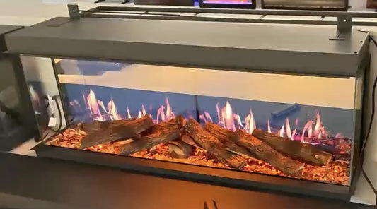 Realistic LCD flame effect of a linear electric fireplace