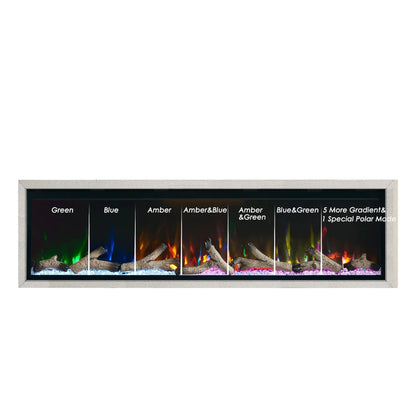 Electric fireplace with color options displayed on a white background